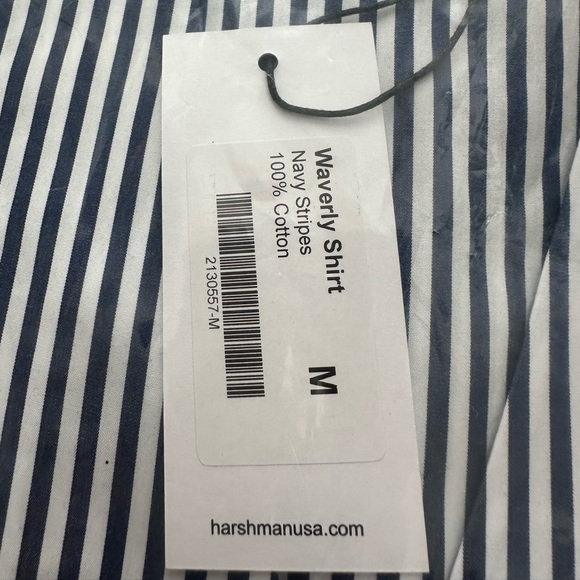 Harshman Los Angeles Blue and White Boxy Button Down Blouse - Picture 5 of 6